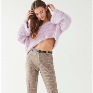 Women’s Fuzzy V-Neck pullover sweater